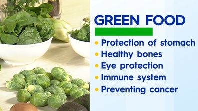 Green nutritious fruit and veg