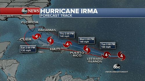 Hurricane Irma is on track to hit Florida. (ABC America)