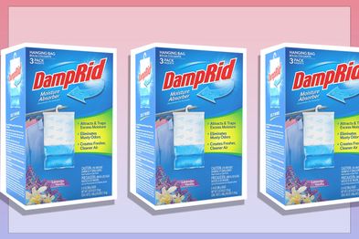 9PR: DampRid FG83LV Hanging Moisture Absorber Lavender Vanilla, 3-Pack, 1 Pack, Blue, 3 Count