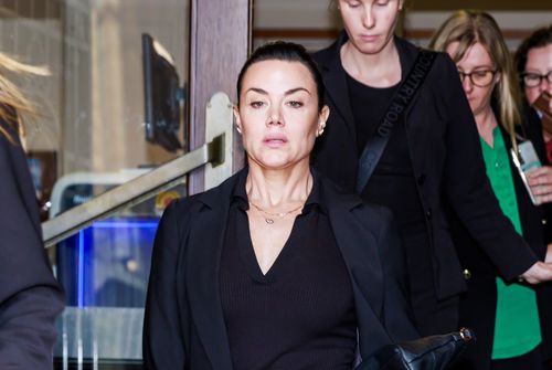 Vanessa Amorosi leaves the Supreme Court of Victoria in Melbourne, Thursday, October 12, 2023. Singer Vanessa Amorosi is suing her mother for ownership of two properties bought as a result of her success. (AAP Image/Aaron Francis) NO ARCHIVING
