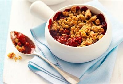 Recipe: <a href="http://kitchen.nine.com.au/2016/06/06/16/42/rhubarb-and-raspberry-nut-crumbles" target="_top">Rhubarb and raspberry nut crumbles</a>