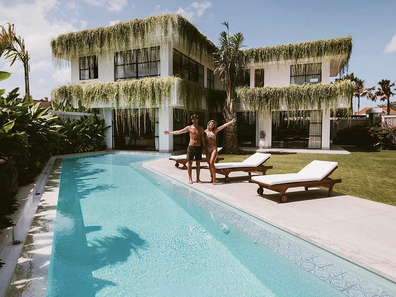 Morris and Bullen at their luxury Bali villa they built using millions earned from Instagram posts.