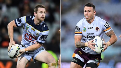 Cowboys halfback Michael Morgan (left) and Broncos captain Darius Boyd will clash in tonight's big encounter. (AAP)