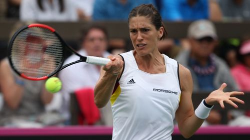 Andrea Petkovic in action during the Fed Cup World Group First Round in Hawaii. (AAP)
