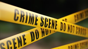 US police tape crime scene yellow do not cross tape
