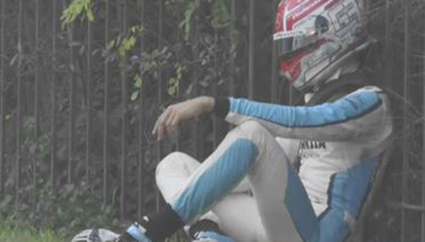 A frustrated George Russell after he crashed out of the Emilia Romagna Grand Prix.