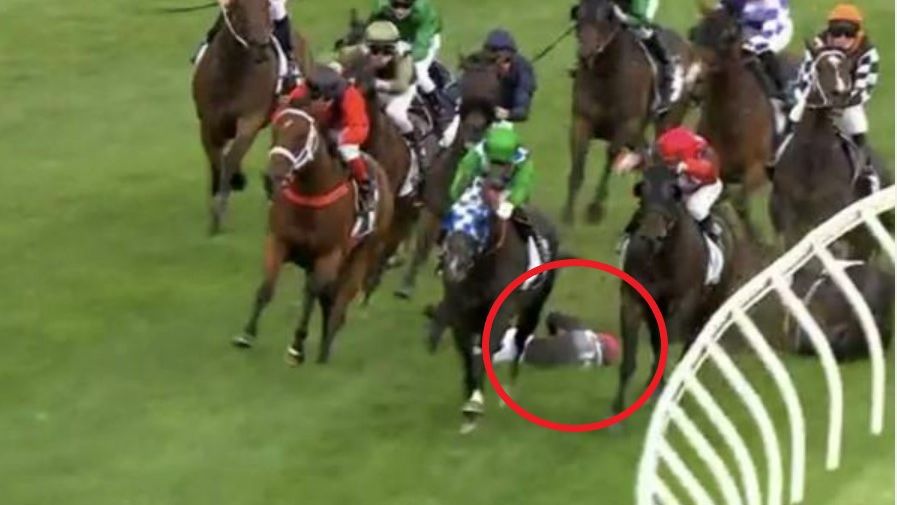 Teo Nugent fell badly at Moonee Valley.