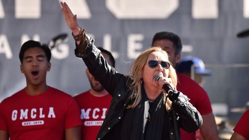 Melissa Etheridge performs with the Gay Men's Chorus of Los Angeles. (PA)