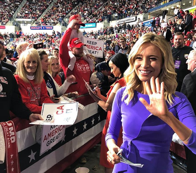 McEnany attends a Trump rally in early March before coronavirus restrictions came into place.