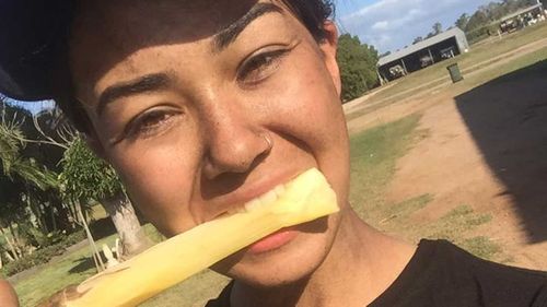 Mia Ayliffe-Chung chews sugar cane in a selfie posted days before her death. (Facebook)