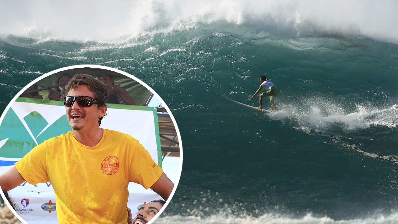 Luke Shepardson after winning The Eddie Aikau Big Wave Invitational at Waimea Bay.