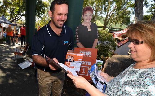 Matthew Stephen represented One Nation at the Longman voting station. Image: AAP