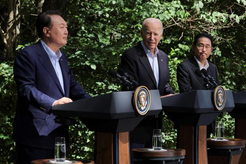 President Biden looks to 'next era of cooperation,' following trilateral Camp David Summit with Japan and South Korea.