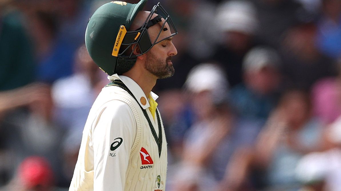 Nathan Lyon of Australia limps between wickets with an injured calf during Day Four of the LV= Insurance Ashes 2nd Test match between England and Australia at Lord&#x27;s Cricket Ground on July 1, 2023 in London, England. at Lord&#x27;s Cricket Ground on July 01, 2023 in London, England. (Photo by Ryan Pierse/Getty Images)