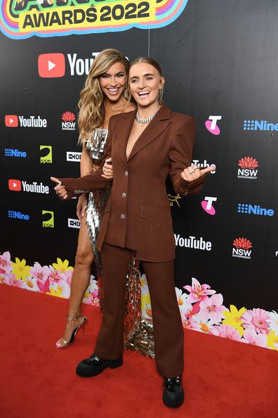 Chrisshell Stause and G Flip attend the 2022 ARIA Awards at The Hordern Pavilion on November 24, 2022 in Sydney, Australia. 