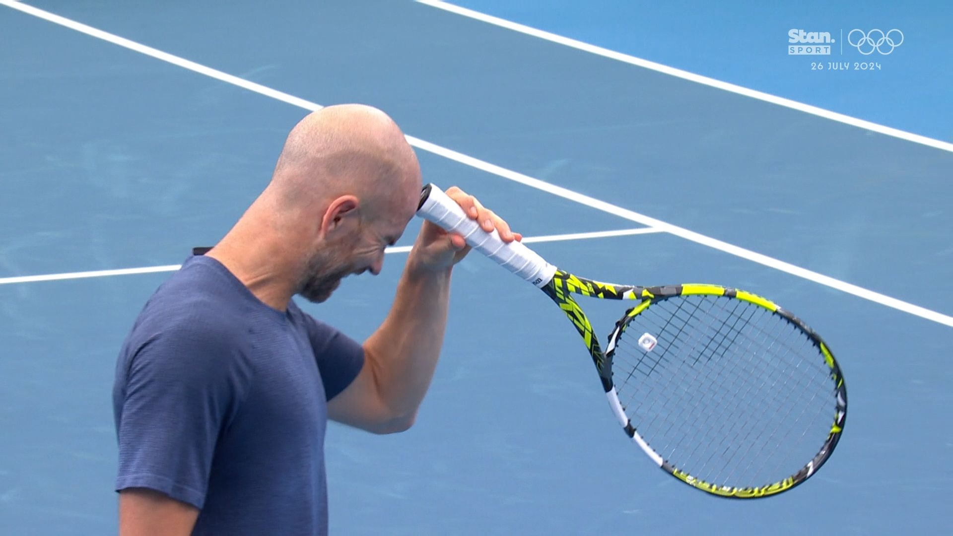 'Not a good look for the sport': Fury as star hits himself with racquet, takes medical timeout