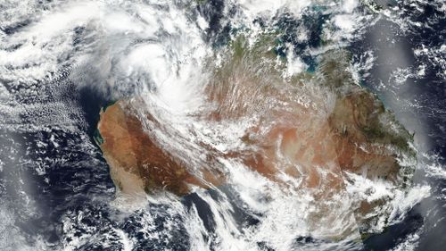 A satellite picture showing the fast-moving Tropical Cyclone heading in the direction of Western Australia's north-west. (NASA)