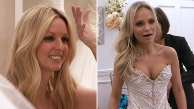 Wicked star Kristin Chenoweth attends the dress appointment of her "little sister" Julie on Say Yes To The Dress on 9Now.