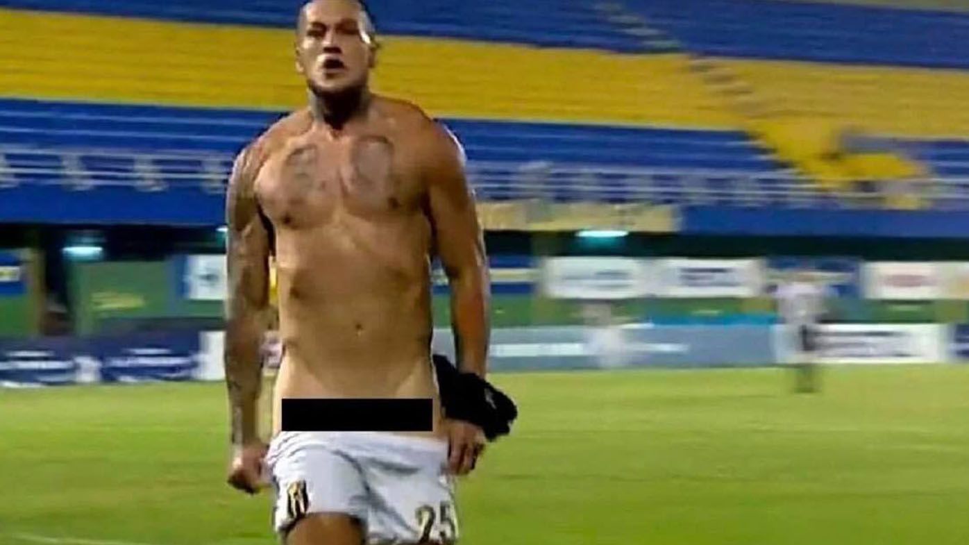 Paraguayan footballer Raul Bobadilla reveals penis in bizarre goal celebration