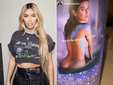 Kim Kardashian promoted Body Blendz on her Instagram Stories.