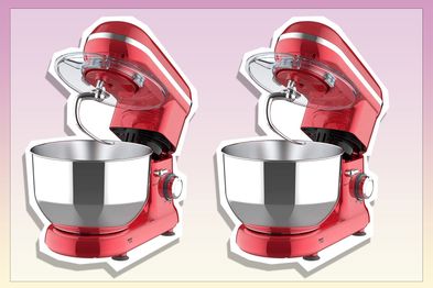 9PR: 1100W 6-Speed Classic Stand Mixer w/ 5.5L Stainless Steel Bowl Red, Electric Stand Mixer Kitchen Machine