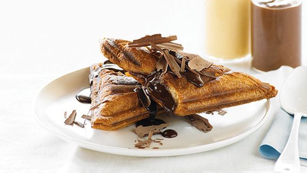 Hot chocolate and custard croissant jaffles