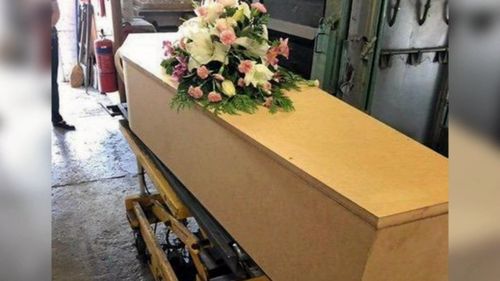 The pine coffin Ms Valigura's body was placed in.