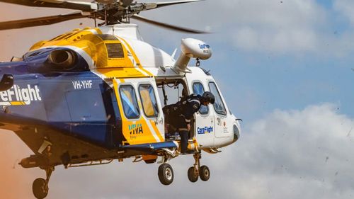 CareFlight helicopter file stock image photo 