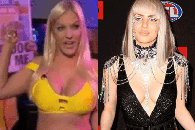 Brynne Edelsten wasn't about to make nice with her ex-hubby's new gal. <br/><br/>Geoffrey Edelsten's ex-wife gleefully threw a cocktail at a picture of Gabi Grecko on ABC2's <i>Dirty Laundry Live</i>. <br/><br/>Gabi then took to Instagram to call Brynne 'mean', 'tacky' and a 'bully'. <br/><br/>Yikes! <br/>