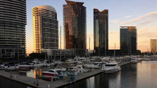 It was already warming up in Docklands by 6am today. (Supplied/Greg Henkel)