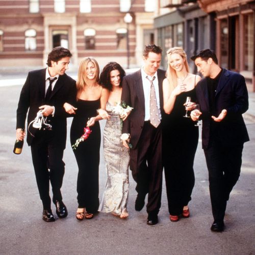 Matthew Perry, with the cast of Friends