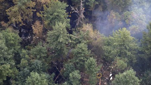 The site on Ketron Island in Washington state where an empty Horizon Air turboprop plane crashed. 