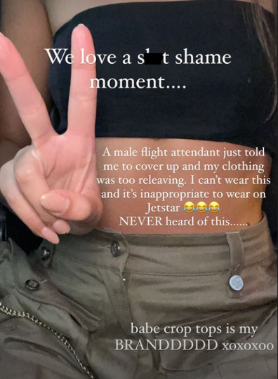 Former Love Island star claims she was "s--t-shamed" by Jetstar.