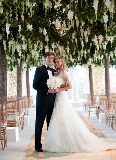 Ivanka Trump and Jared Kushner, wed at Trump National Golf Club on October 25, 2009 in Bedminster, New Jersey.