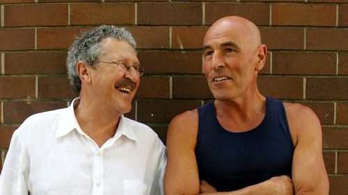 Australian comedians and creators of the 70's television program "The Aunty Jack Show" Rory O'Donoghue (right) and Graham Bond. (AAP)