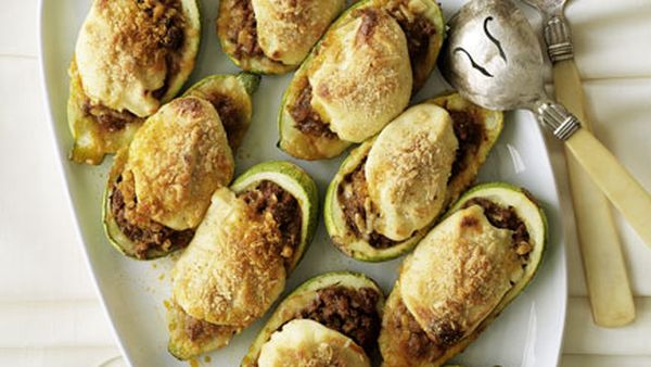 Grey zucchini stuffed with meat and béchamel sauce