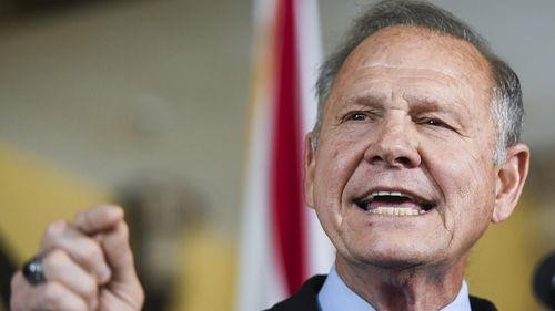 FILE - Former Alabama Chief Justice Roy Moore announces, in Montgomery, Ala., his run for the Republican nomination for U.S. Senate, June 20, 2019. Moore's attorney, Larry Klayman, tried to convince three federal appeals court judges to revive a $95 million lawsuit the former Alabama candidate for U.S. Senate brought against comedian Sacha Baron Cohen, in New York, Friday, June 10, 2022. (AP Photo/Julie Bennett, File)