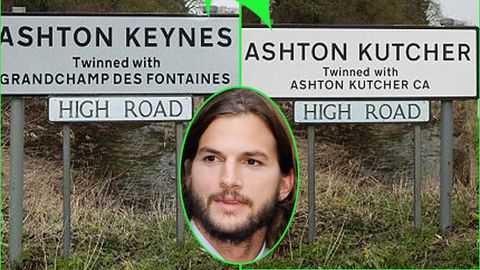 Video: WTF: English villages renamed 'Ashton Kutcher'