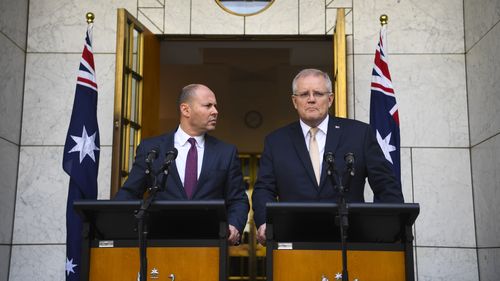 Australian Prime Minister Scott Morrison and Australian Treasurer Josh Frydenberg reveal $17.6b stimulus package.