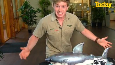 Robert Irwin surprised with a shark cake for 18th birthday