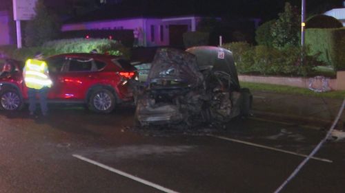 Two car crash in Liverpool results in fire.
