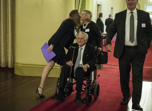 The former Labor leader has been looking increasingly frail in recent months, attending Kim Beazley's swearing in ceremony in a wheelchair. (9NEWS)