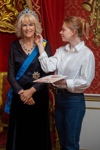 As the attraction prepares to celebrate its eighth coronation, Madame Tussauds London's artist, Sophie Goodaway, puts the finishing touches to soon-to-be Queen Camilla's new figure, which will join King Charles III in the new The Royal Palace experience from Friday 28th April.