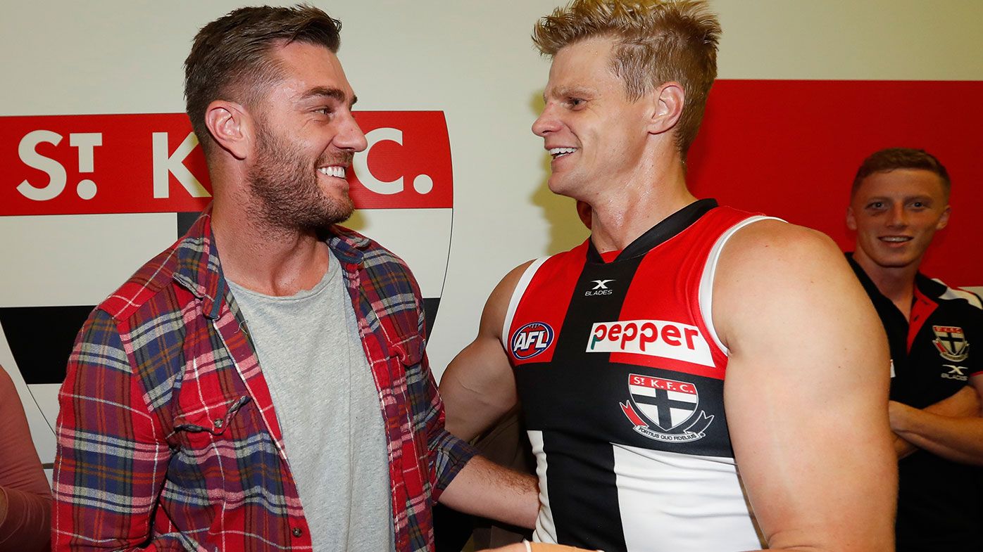  Saint Sam Fisher (left) and Nick Riewoldt (right) in 2017