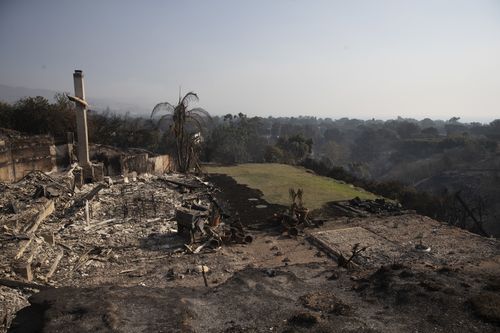 A home overlooking the ocean destroyed by the Woolsey Fire in Malibu.