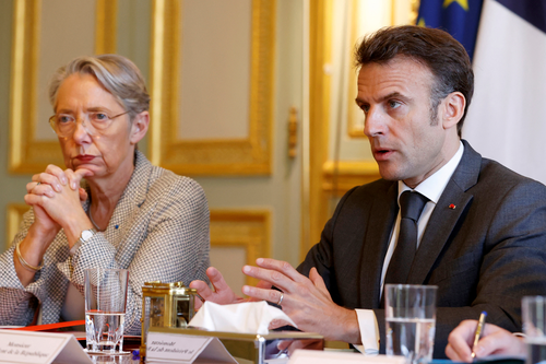 French prime minister Elisabeth Borne and president Emmanuel Macron