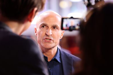 Producer Lorenzo Mieli speaks to the press during the "Priscilla" Special Presentation premiere during the 67th BFI London Film Festival at The Royal Festival Hall on October 09, 2023 in London