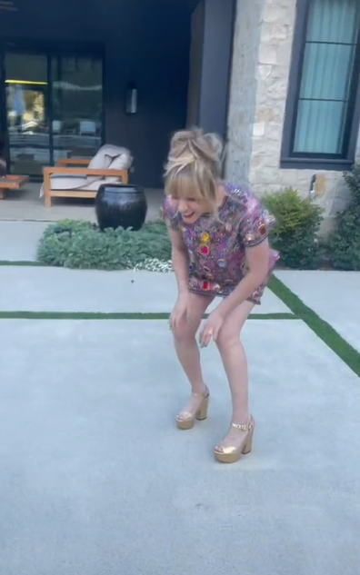 Kaley Cuoco takes a tumble in high heels