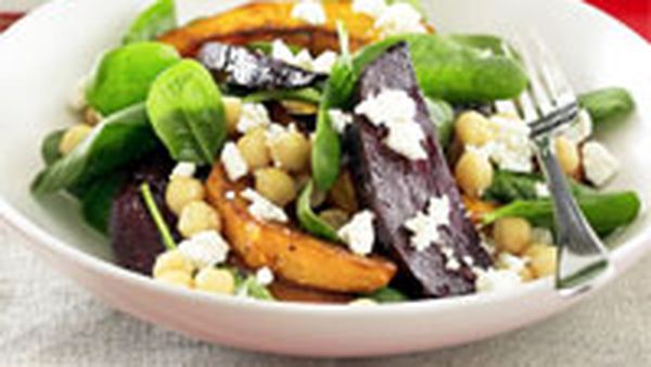 Chickpea, beetroot and pumpkin salad