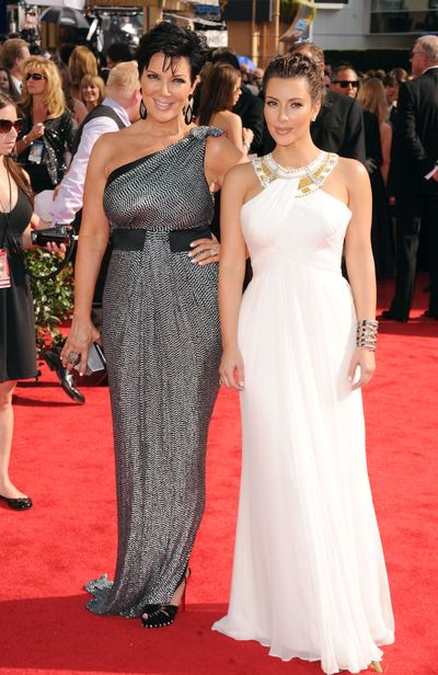 Kris Jenner and Kim Kardashian West in Marchesa&nbsp;at the 62nd Annual Primetime Emmy Awards in Los Angeles, August, 2010&nbsp;